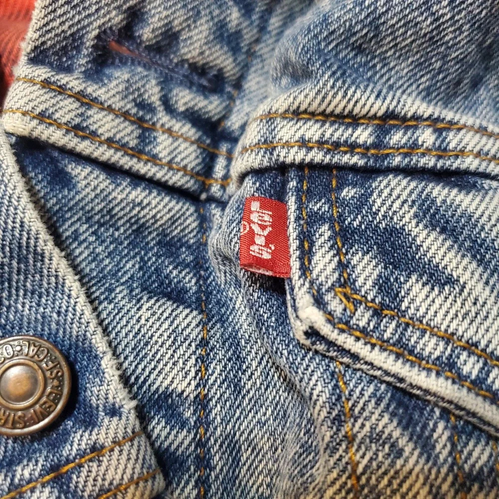 VTG Levis Trucker Jacket Acid Wash Blanket Lined Made in USA 70417 Type 3 80s
